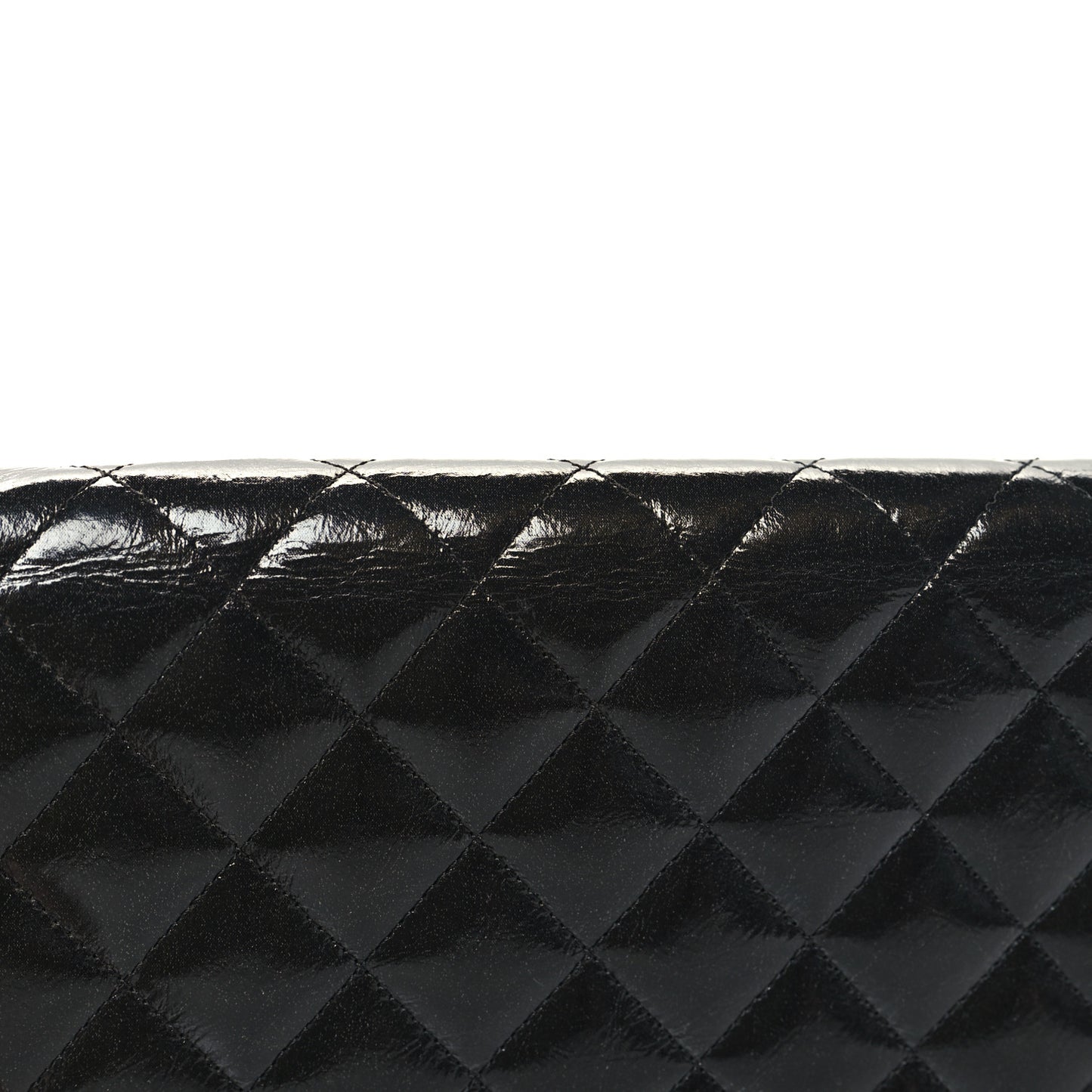 Patent Crumpled Calfskin Quilted Reissue 2.55 Yen Wallet Black
