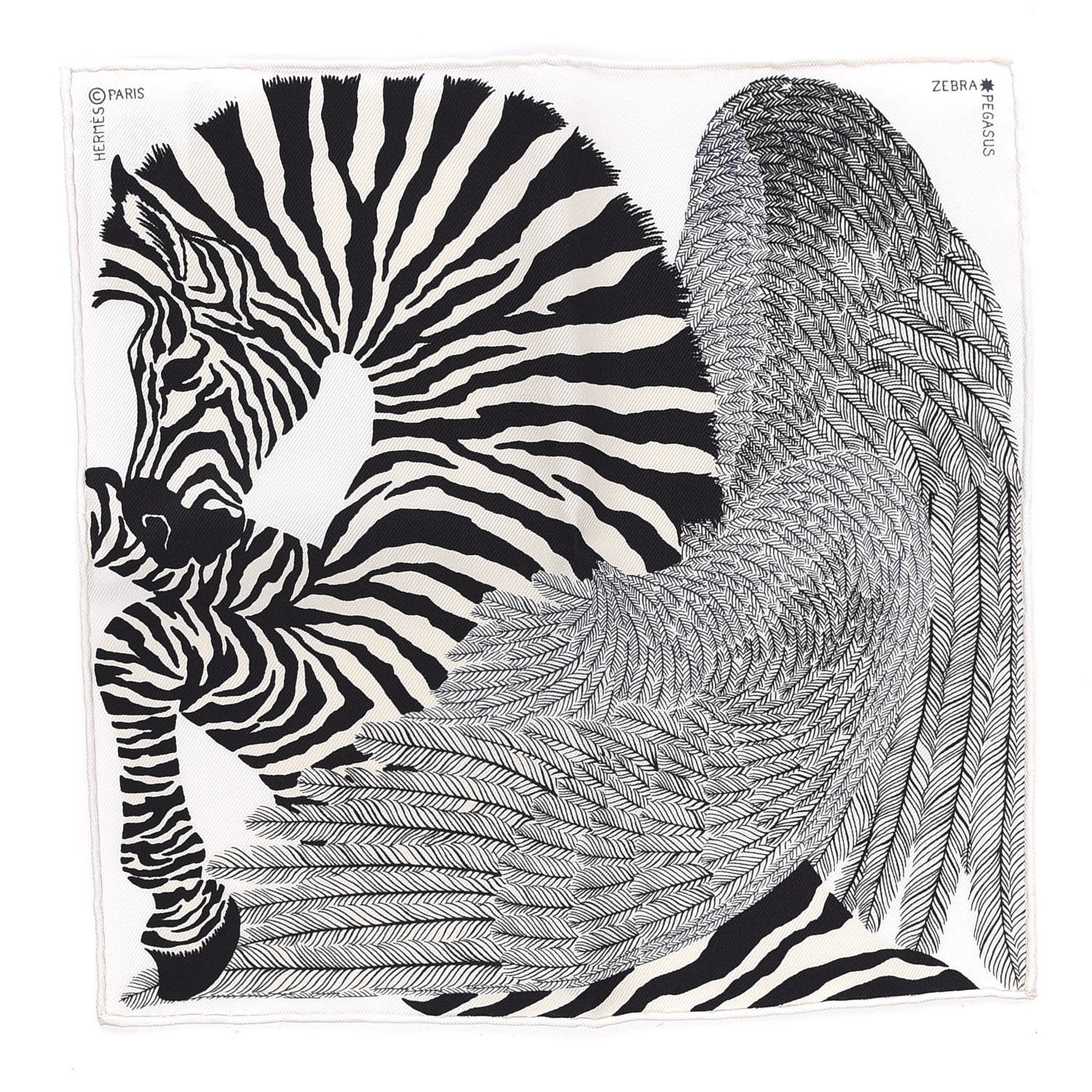 Silk Zebra Pegasus Nano Scarf 20 Black White