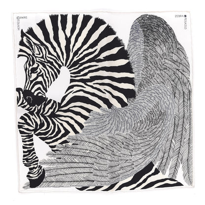 Hermes Silk Zebra Pegasus Nano Scarf 20 Black White 1 of 3