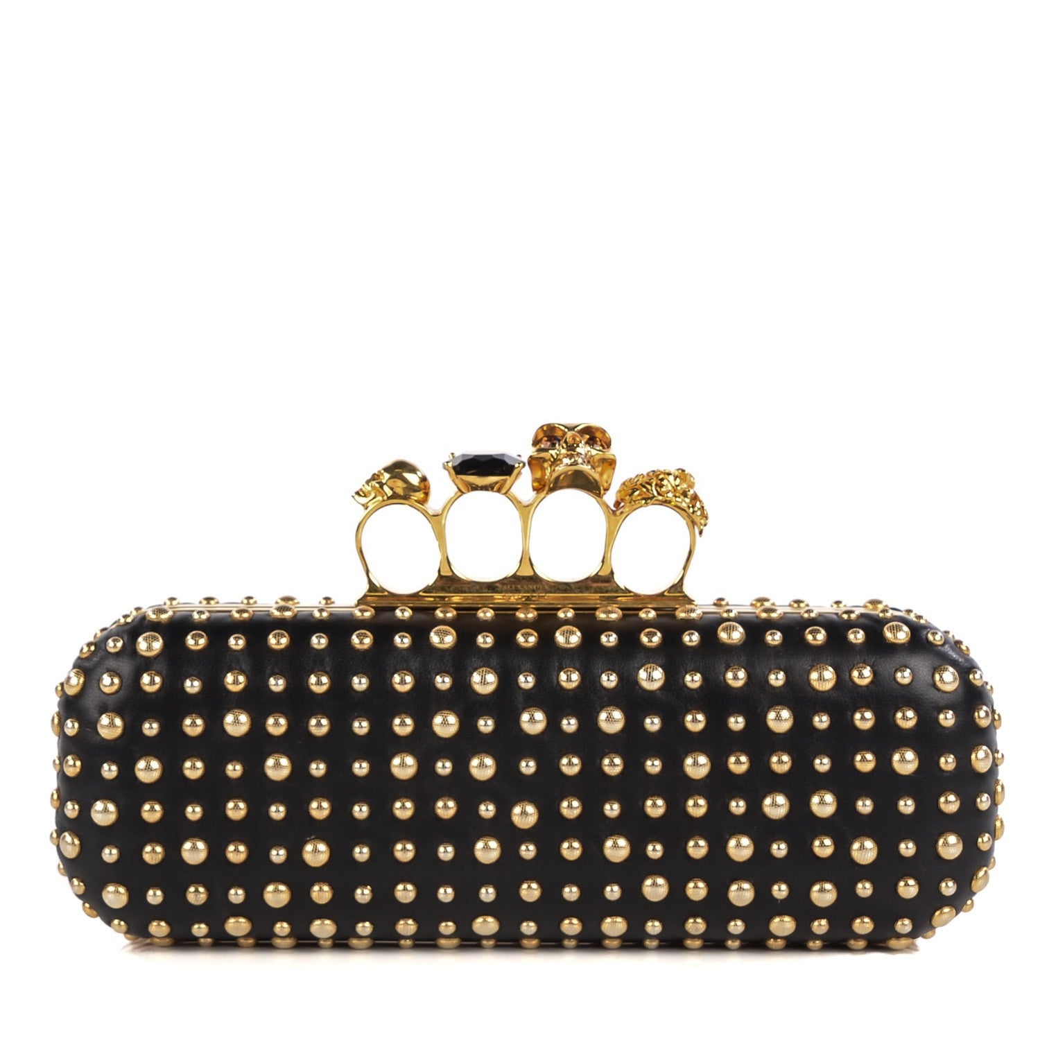 Alexander McQueen Nappa Studded Skull Knuckle Duster Clutch Black 1 of 8