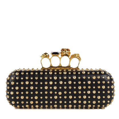 Alexander McQueen Nappa Studded Skull Knuckle Duster Clutch Black 1 of 8