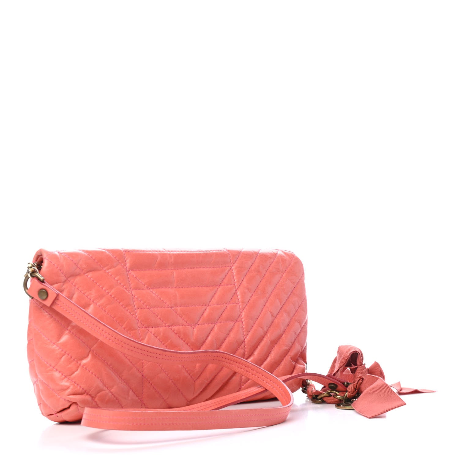 Lanvin Calfskin Quilted Large Happy Clutch Rose 2 of 4