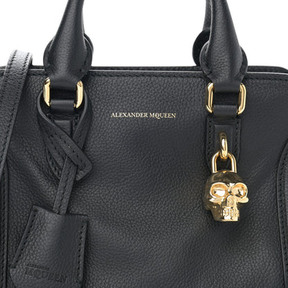 Alexander McQueen Pebbled Calfskin Mini Skull Padlock Zip Around Tote Black 8 of 10