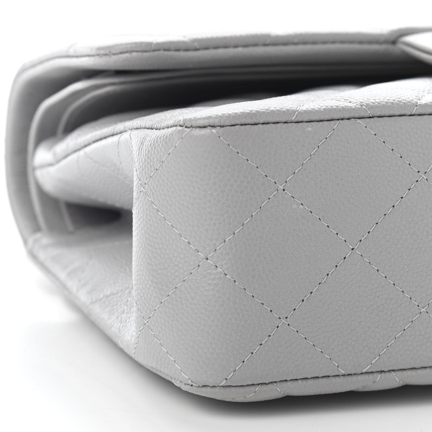 Caviar Quilted Small Double Flap Grey