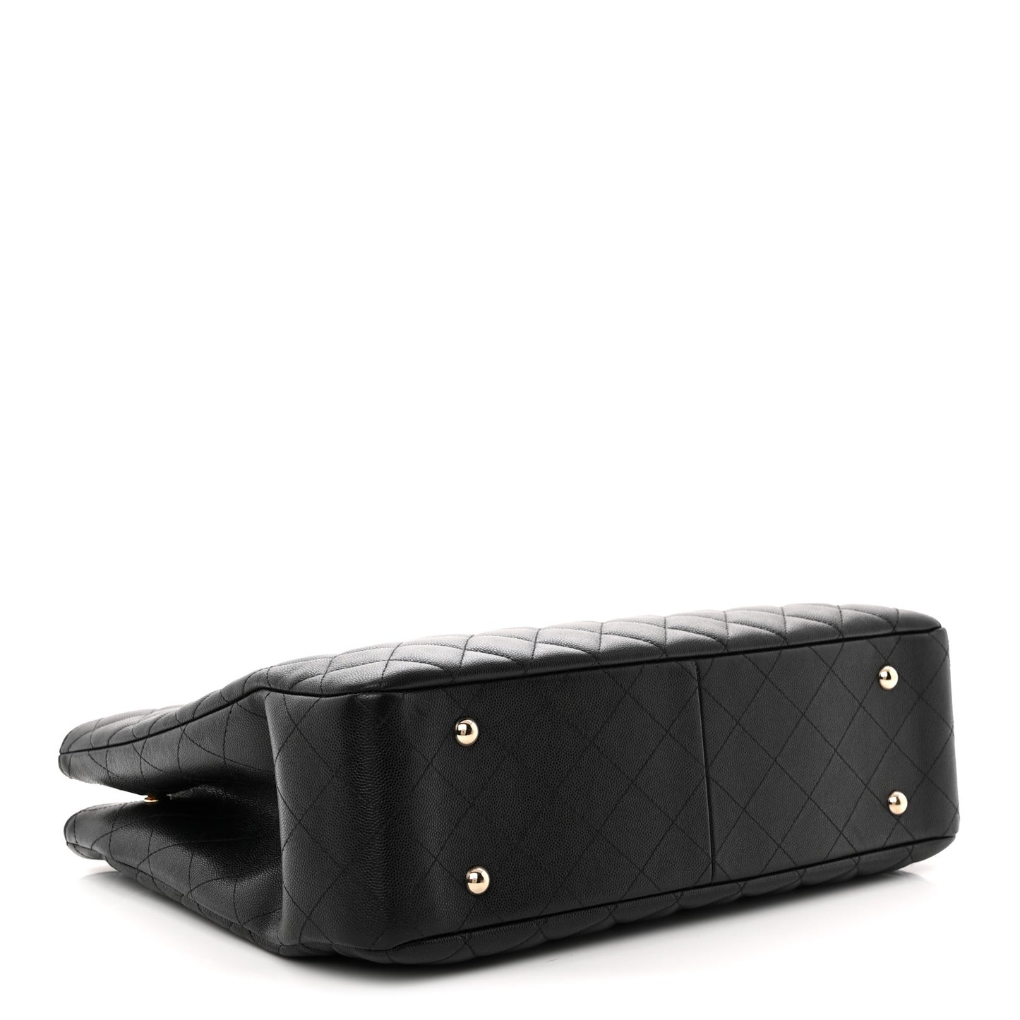 Caviar Quilted Large Shopping Tote Black