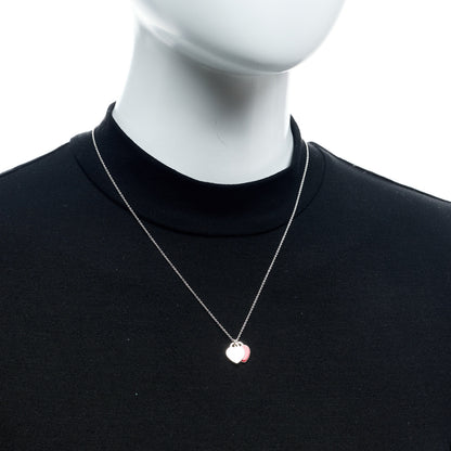 Tiffany Sterling Silver Enamel Return to Tiffany Double Heart Tag Pendant Necklace Red 2 of 8