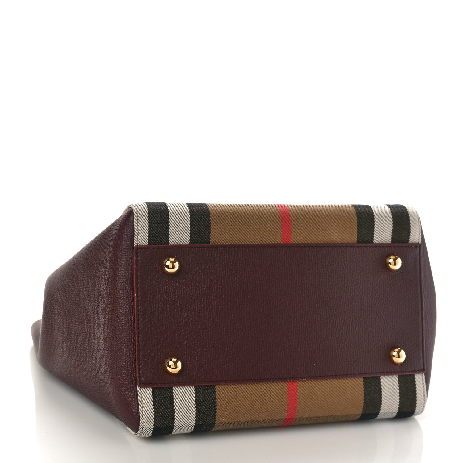 Burberry House Check Grainy Calfskin Small Canterbury Tote Mahogany Red 4 of 8