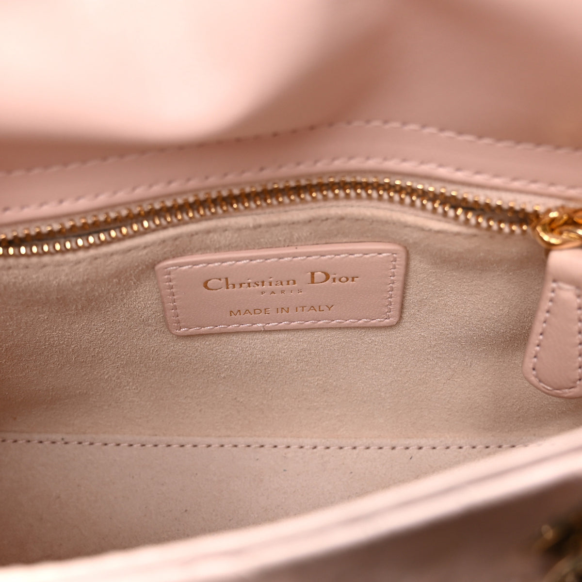 Lambskin Cannage Crystal Mini Lady Dior Powder Pink