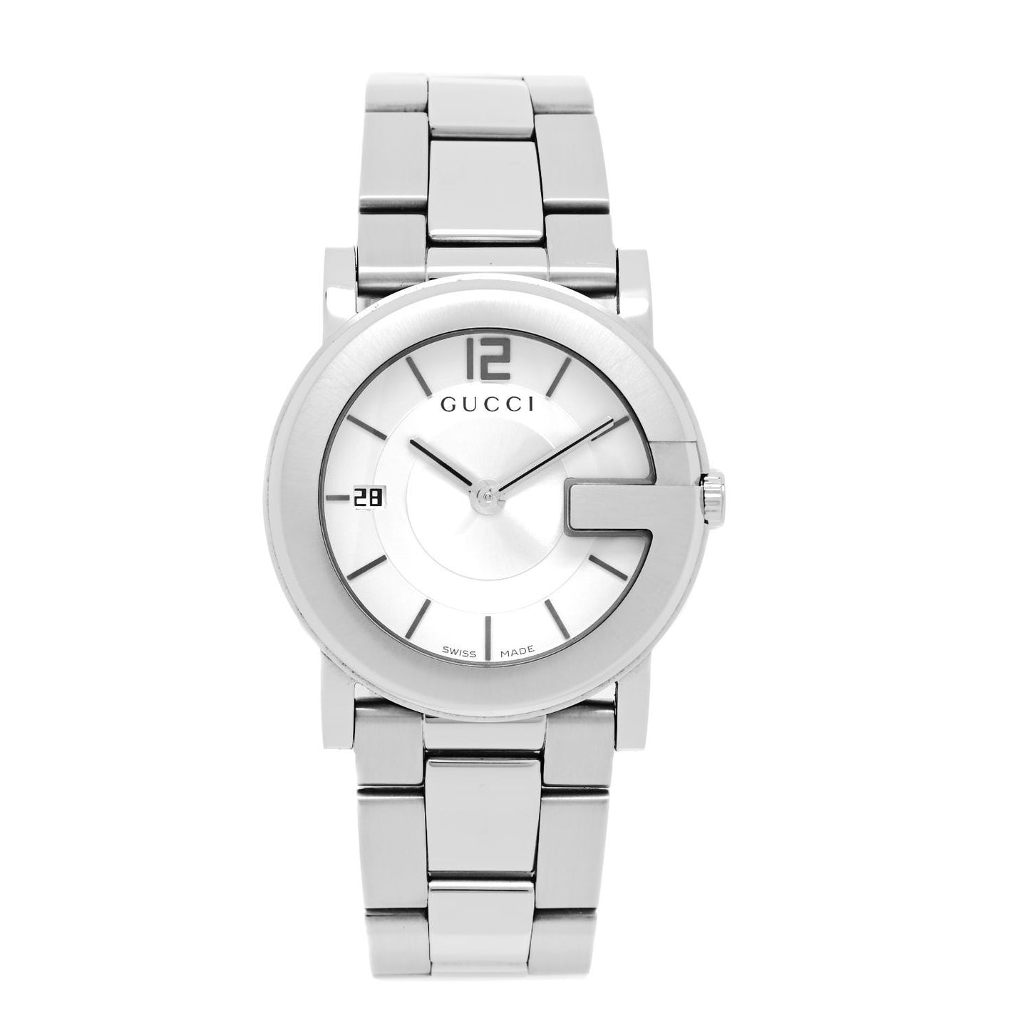 Stainless Steel 36mm G-Round Quartz Watch White