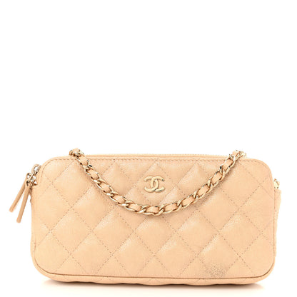 Chanel Iridescent Caviar Quilted Small Clutch With Chain Beige 1 of 14
