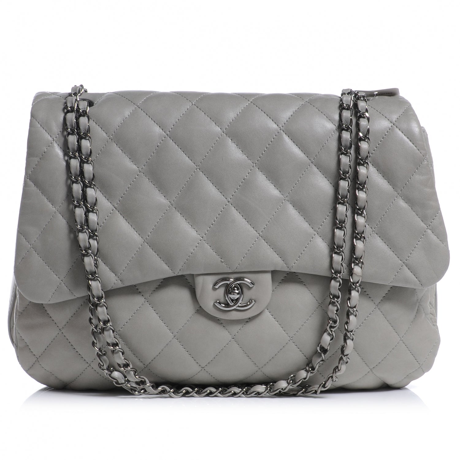 Chanel Lambskin Maxi Quilted 3 Flap Bag Grey 1 of 7