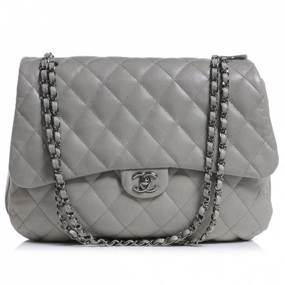 Chanel Lambskin Maxi Quilted 3 Flap Bag Grey 1 of 7