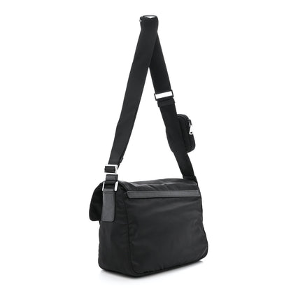 Prada Re-Nylon Vela Saffiano Pocket Double Buckle Messenger Shoulder Bag Black 3 of 11