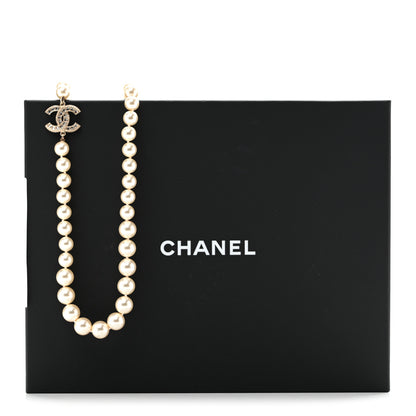 Chanel Pearl Baguette Crystal Long CC Necklace Gold 7 of 7