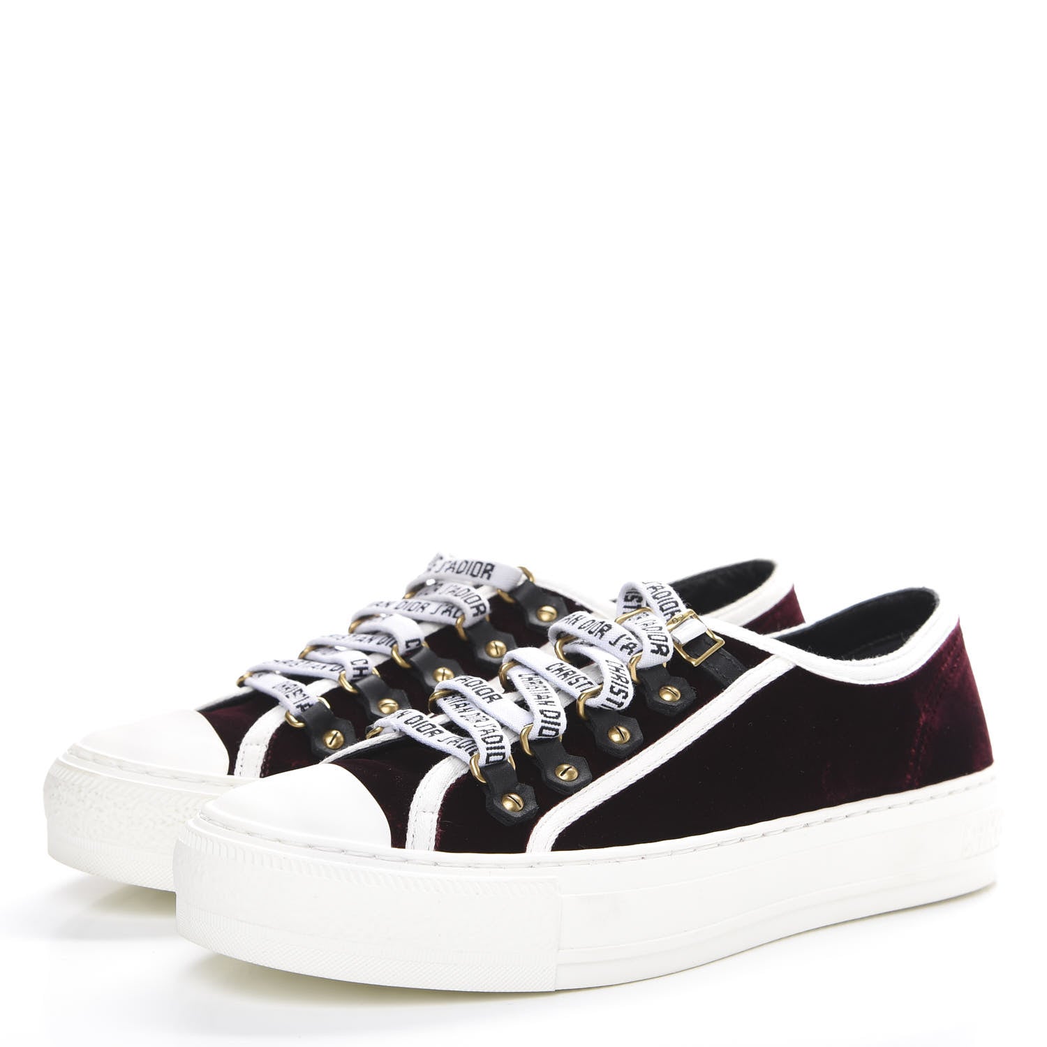 Christian Dior Velvet Walk'N'Dior Low Top Sneakers 37.5 Deep Amaranth 3 of 9