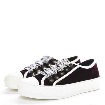 Christian Dior Velvet Walk'N'Dior Low Top Sneakers 37.5 Deep Amaranth 3 of 9