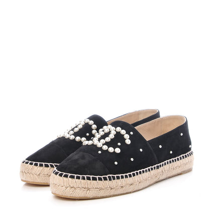 Chanel Suede Pearl CC Espadrilles 41 Black 3 of 11