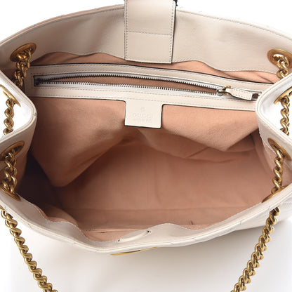 Gucci Calfskin Matelasse Medium GG Marmont Shoulder Tote Bag White 5 of 12