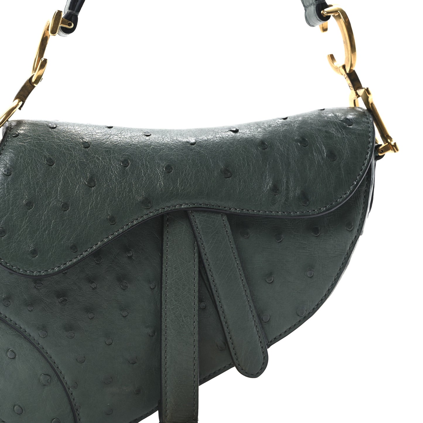 Ostrich Mini Saddle Bag Green
