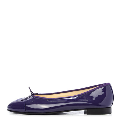 Chanel Patent Calfskin CC Cap Toe Ballerina Flats 40.5 Purple 1 of 8