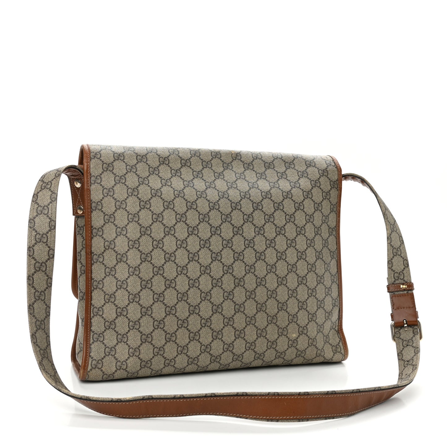 GG Monogram Flap Messenger Bag Beige Dark Brown