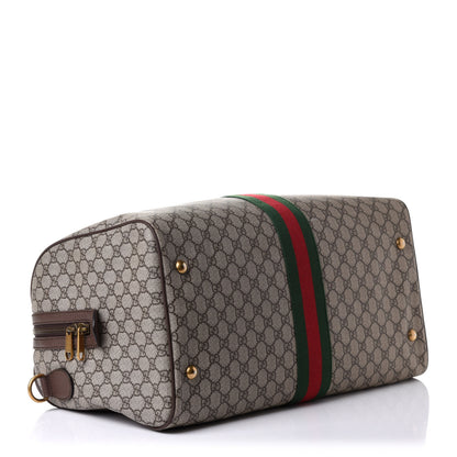 Gucci GG Supreme Monogram Textured Dollar Calfskin Web Medium Ophidia Carry-On Duffle Bag Beige Ebony New Acero 4 of 16