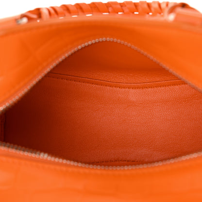 Balenciaga Semi Shiny Calfskin Crocodile Embossed Neo Classic Silver Hardware Mini City Orange 5 of 11