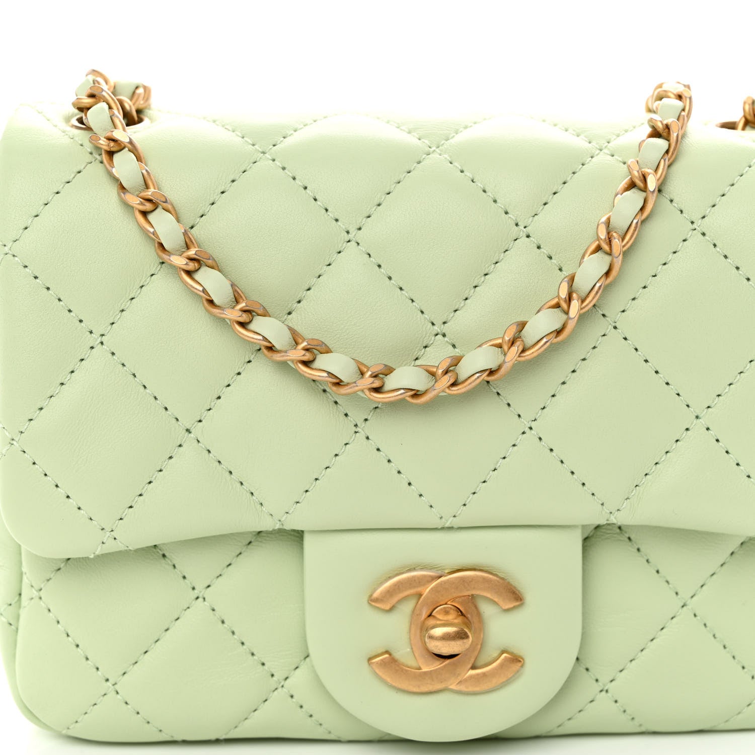 Chanel Lambskin Quilted Mini Pearl Crush Flap Light Green 8 of 10