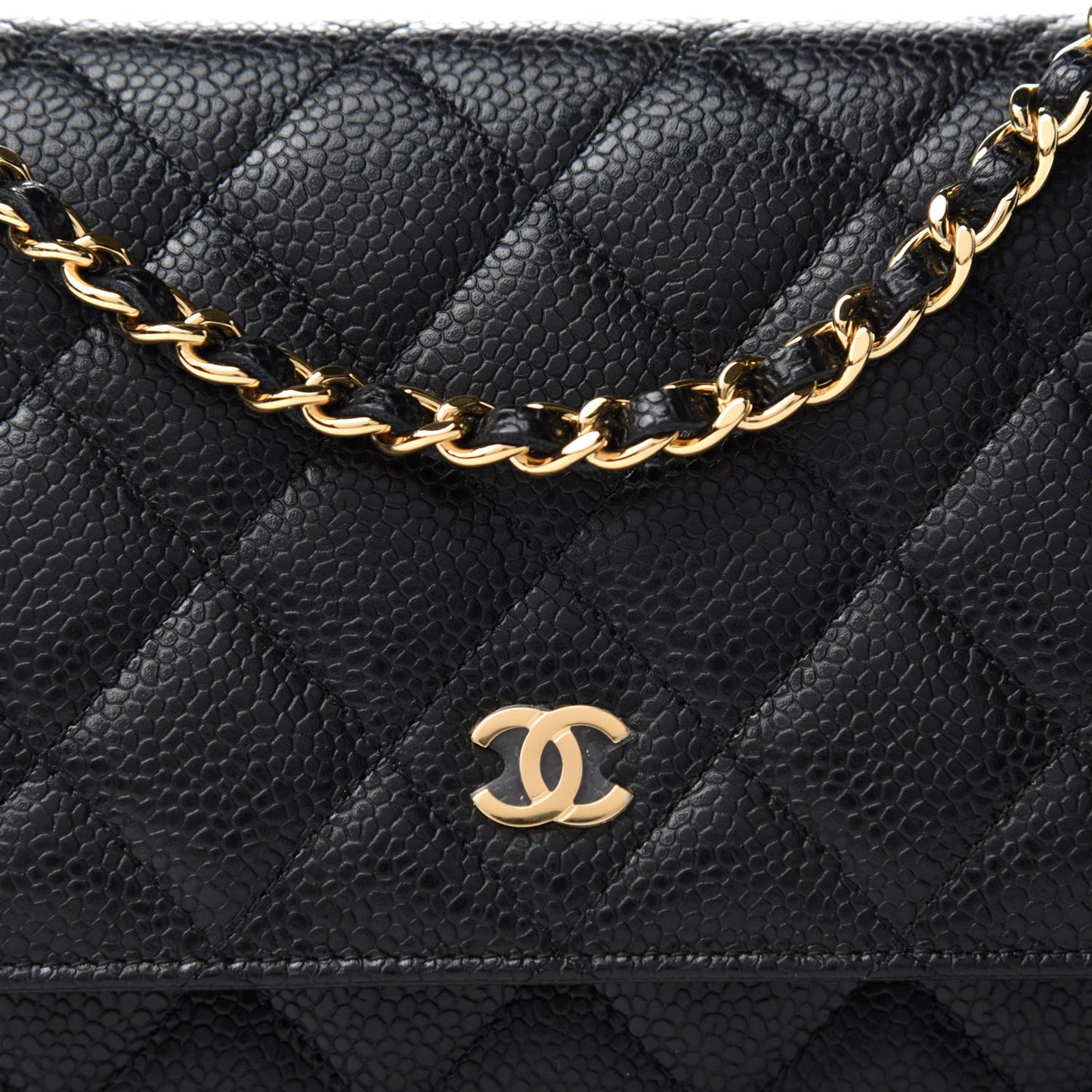 Caviar Quilted Wallet On Chain WOC Black