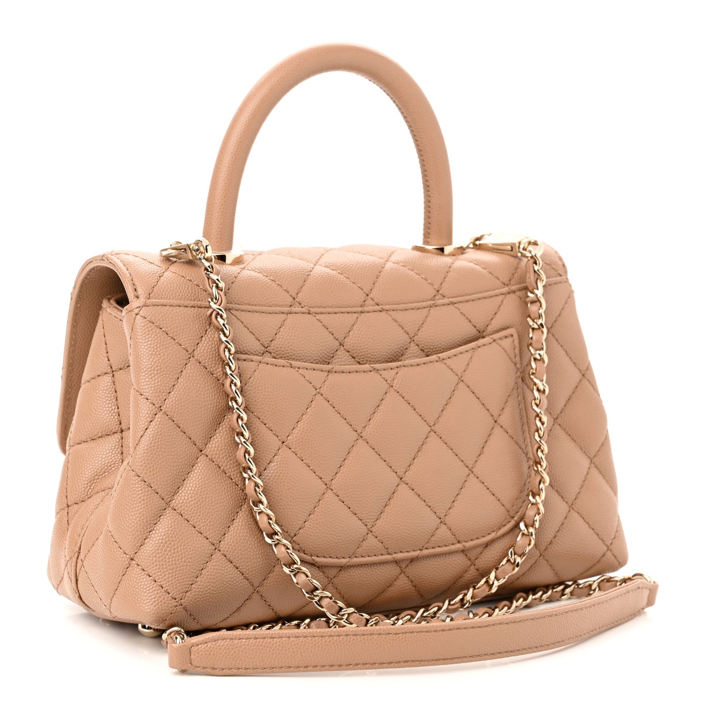 Caviar Quilted Mini Coco Handle Flap Beige