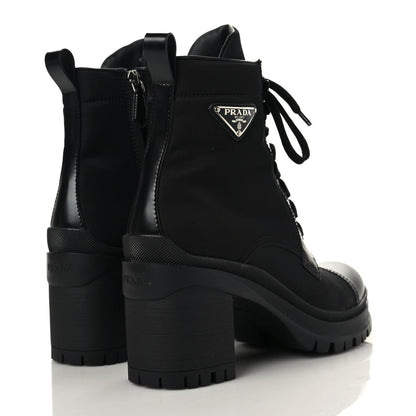 Prada Spazzolato Re-Nylon Metal Triangle Logo Lace Up 85mm Boots 37.5 Black 4 of 9