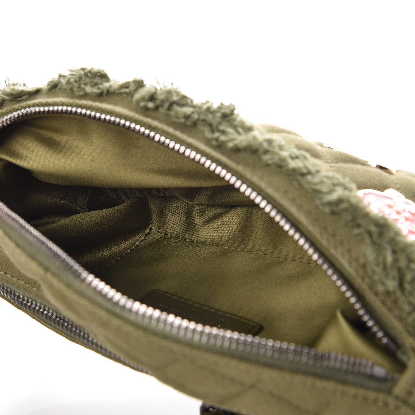 Canvas Lambskin Quilted Coco Cuba Charms Waist Bag Khaki