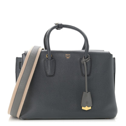 MCM Grained Calfskin Medium Milla Tote Phantom Grey 1 of 15