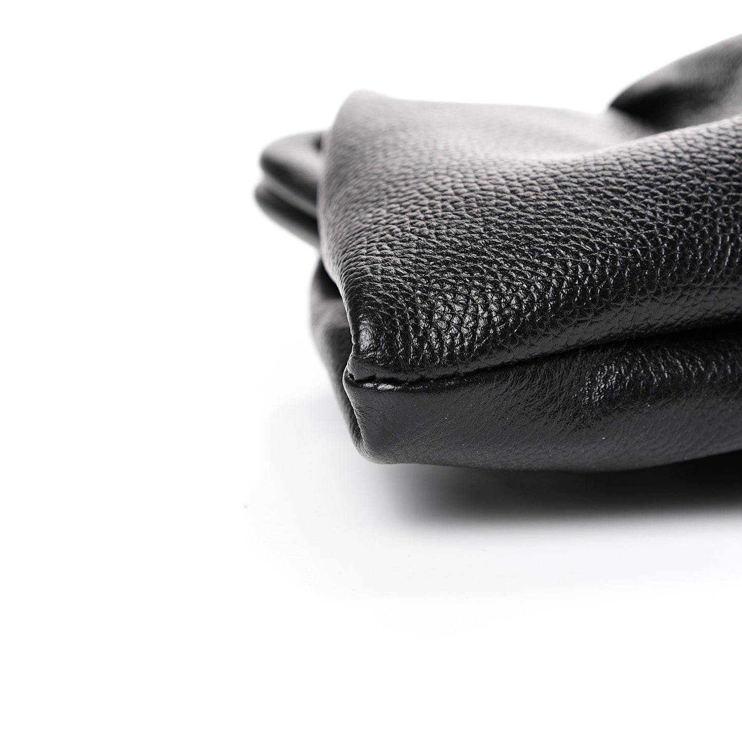 Grained Calfskin Logo XL Cloud Clutch Black