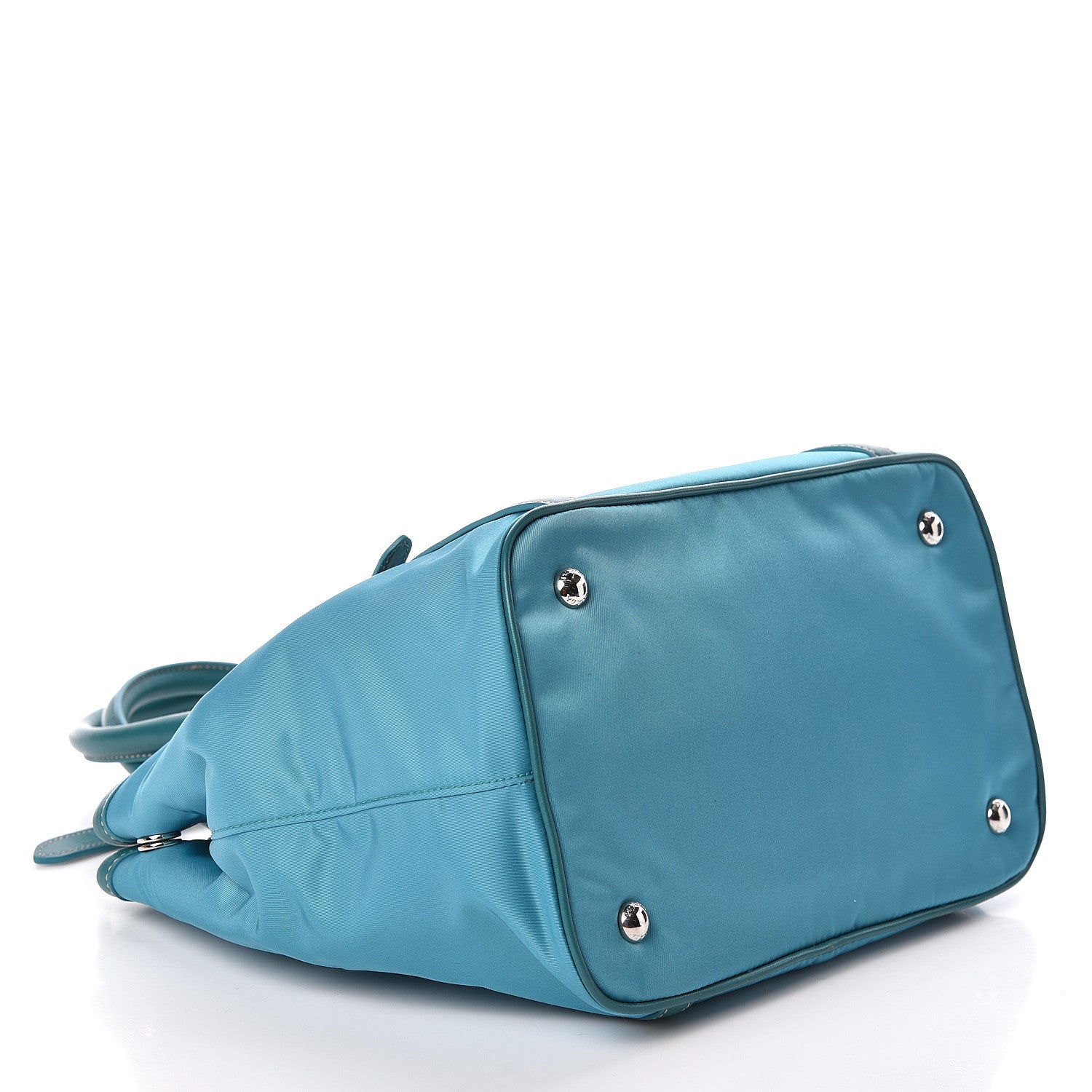 Prada Tessuto Nylon Soft Calf Tote Turchese 4 of 10