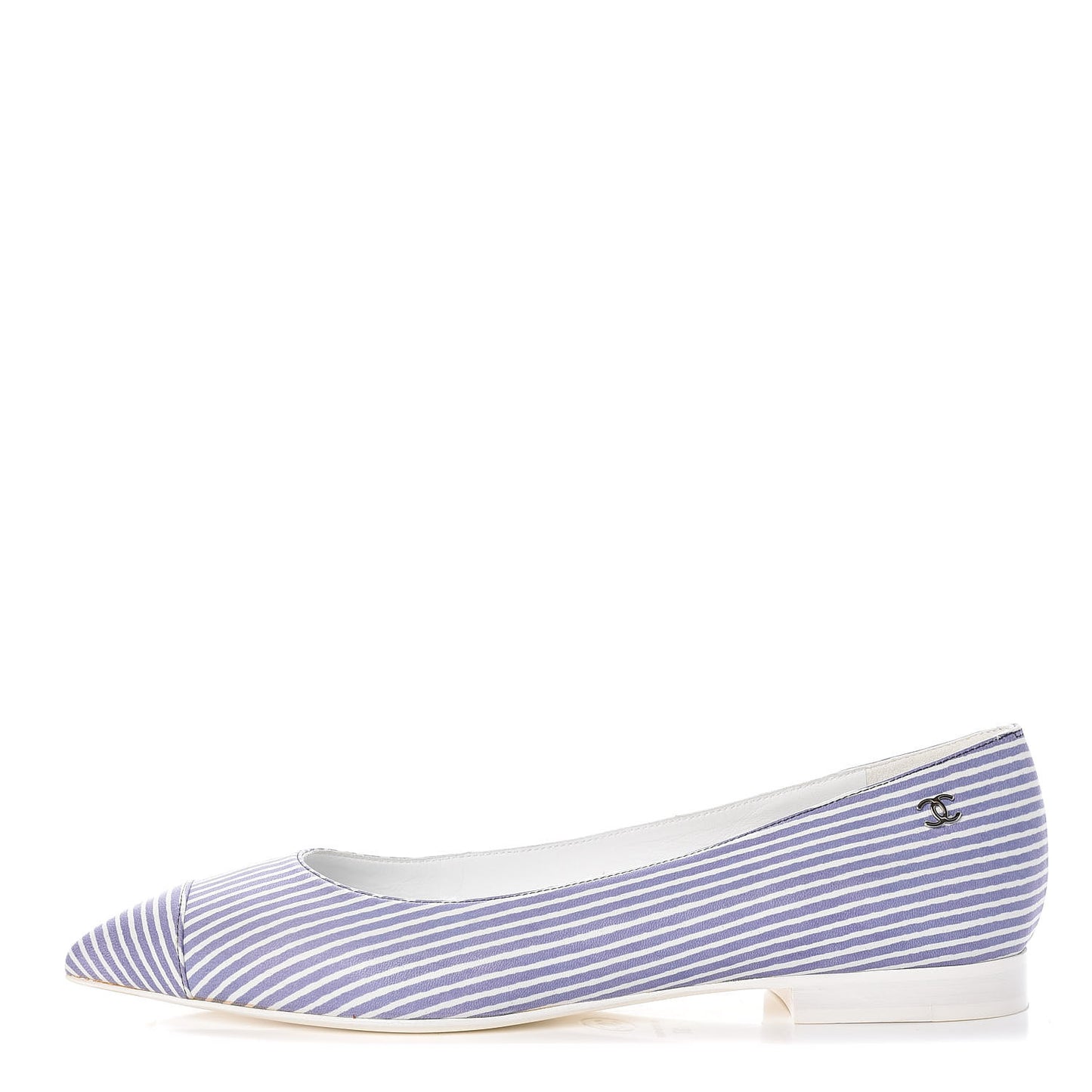 Lambskin Striped CC Ballerina Flats 37 Dark Blue