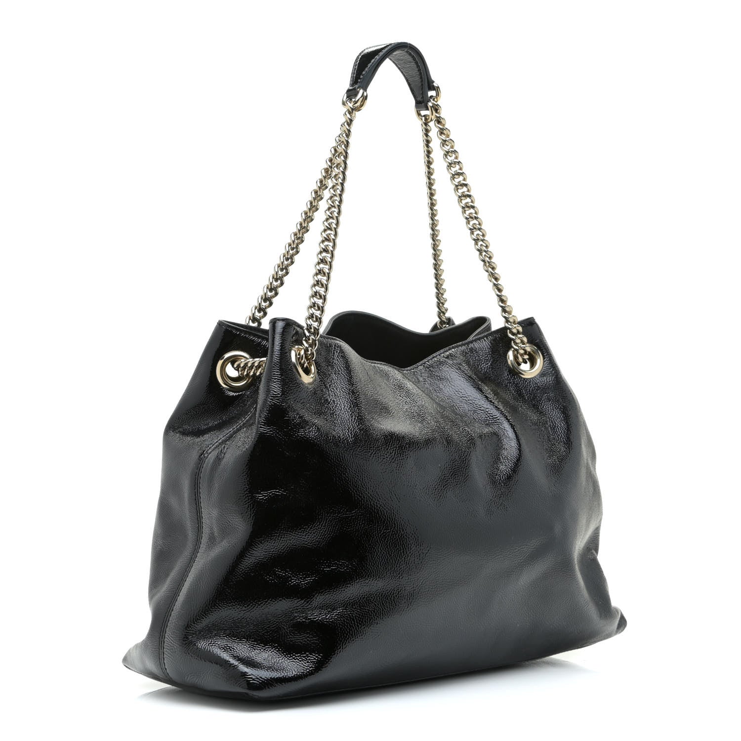 Gucci Patent Medium Soho Chain Shoulder Bag Black 3 of 10