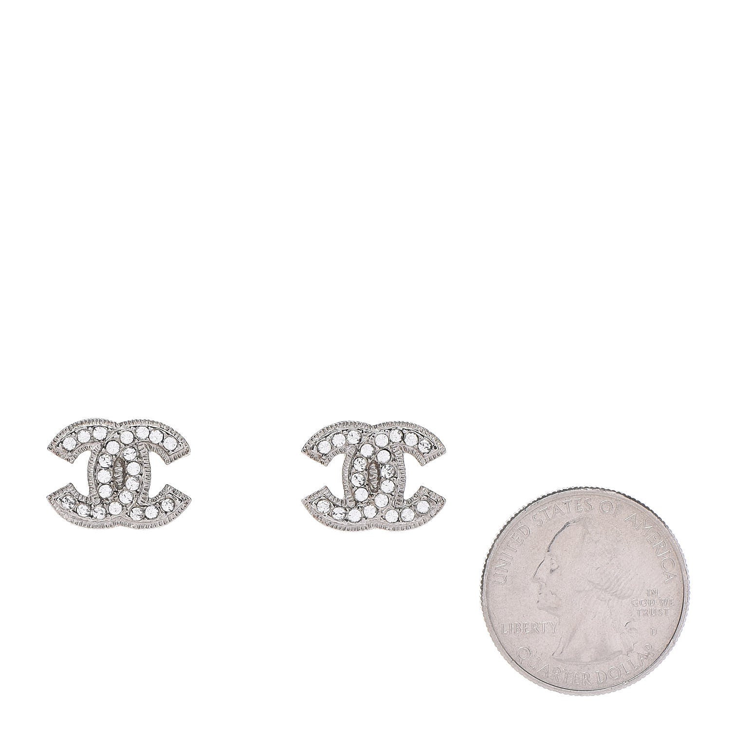 Chanel Crystal CC Earrings Silver 2 of 5