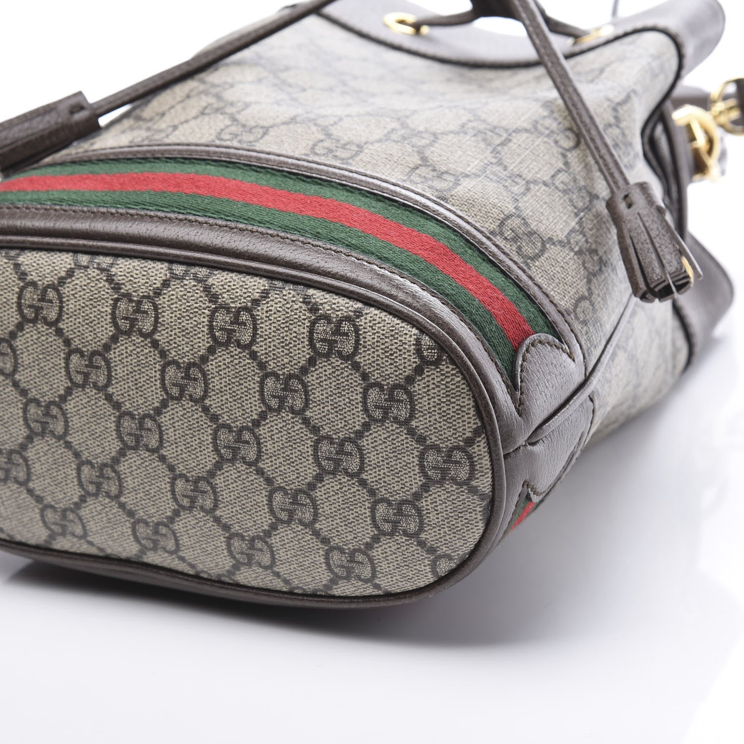 Gucci GG Supreme Monogram Web Small Ophidia Bucket Bag Brown 9 of 10