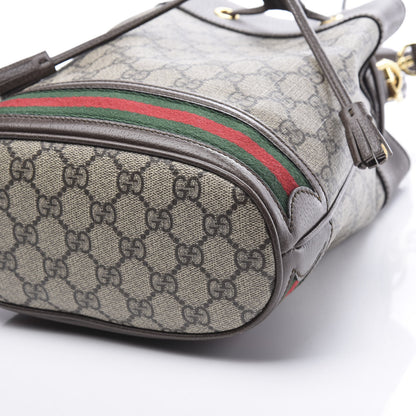 Gucci GG Supreme Monogram Web Small Ophidia Bucket Bag Brown 9 of 10