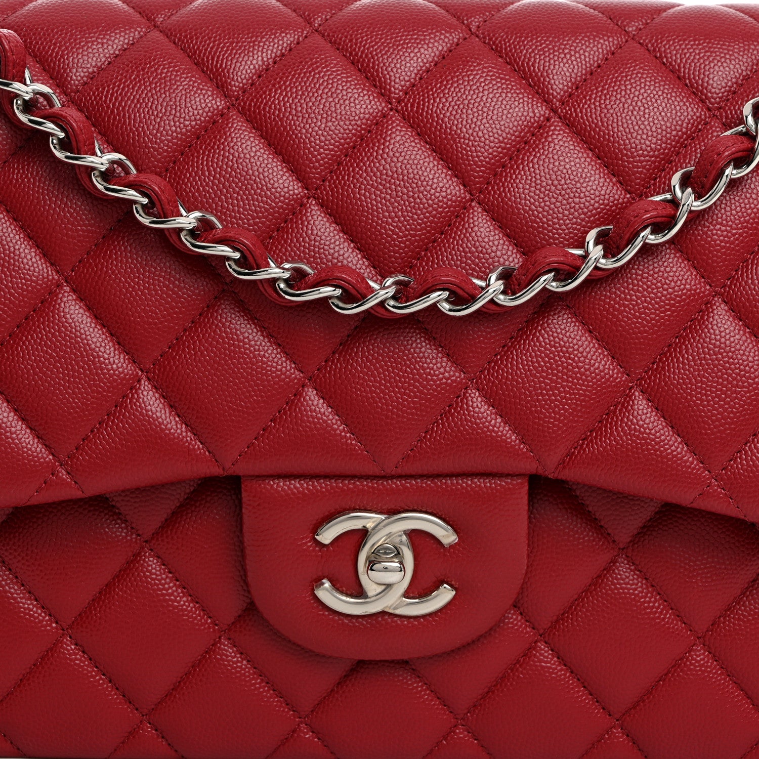 Chanel Caviar Quilted Jumbo Double Flap Dark Red 8 of 10