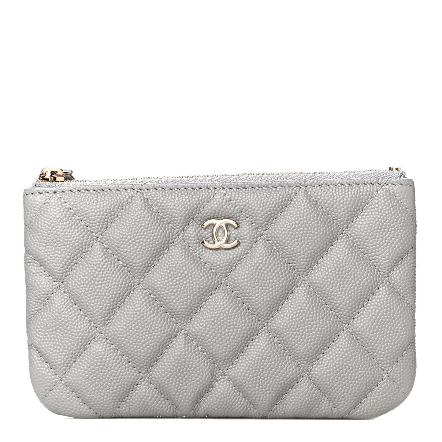 Caviar Quilted Small Cosmetic Case Grey