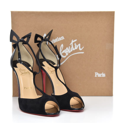 Christian Louboutin Suede Patent Shiny Nappa Aribak 100 Pumps 40 Version Black 9 of 9