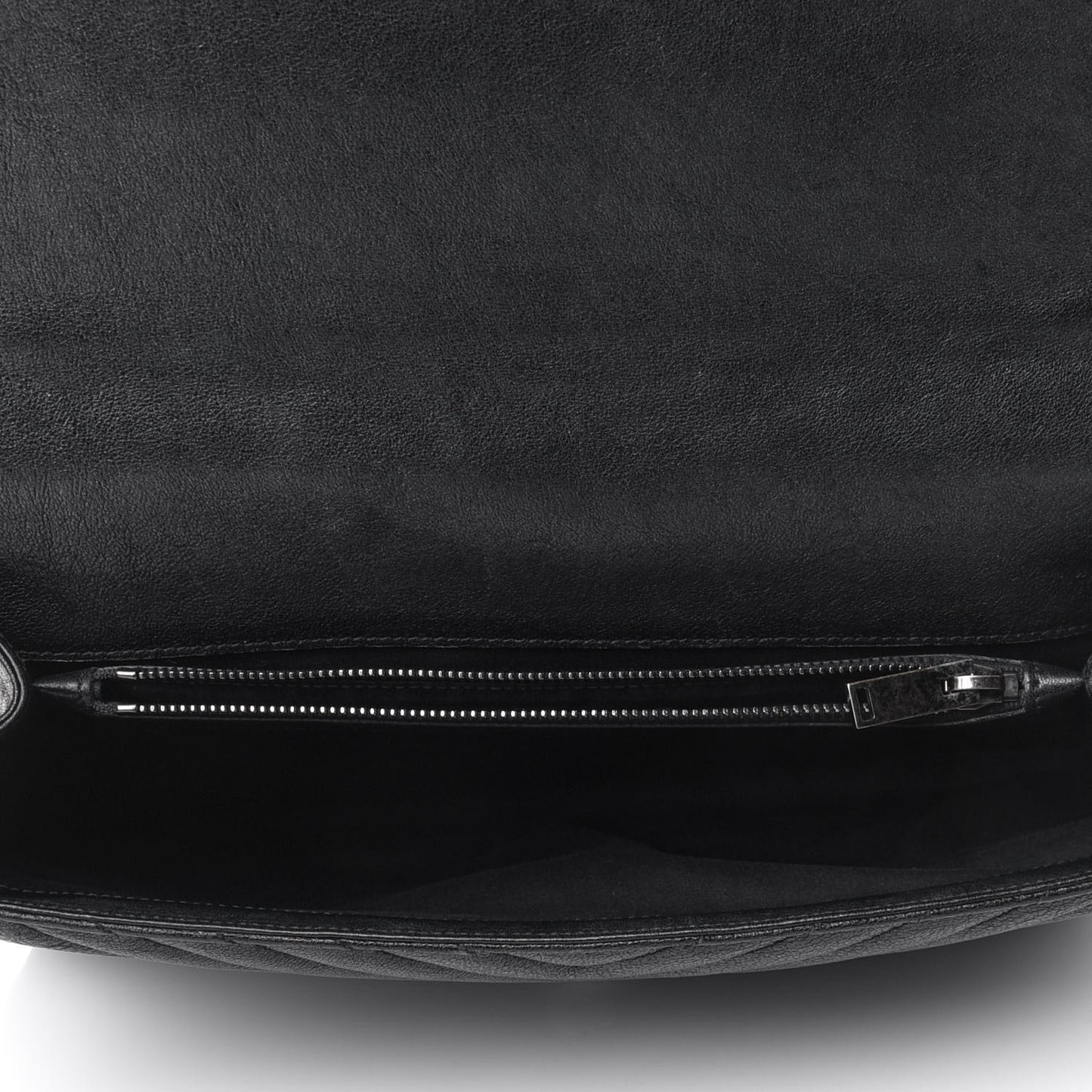 Sheepskin Matelasse Chevron Monogram Large College Satchel Black