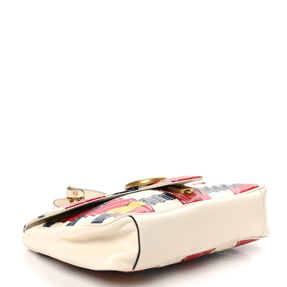 Gucci Calfskin Matelasse Trompe L'Oeil Print Medium GG Marmont Shoulder Bag Mystic White Hibiscus Red Marine Giallo 4 of 11