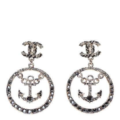 Chanel Crystal Pearl CC Anchor Drop Earrings Silver 1 of 4