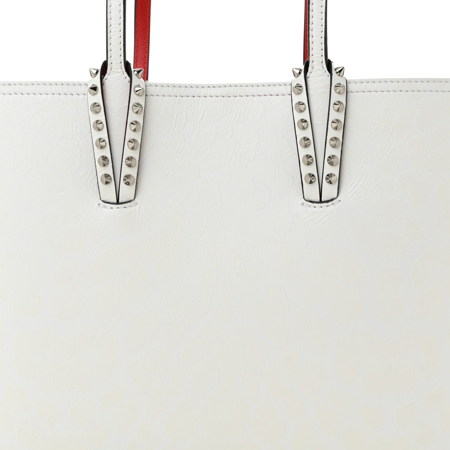Calfskin Leopard Print Spikes Small East West Cabata Tote Snow