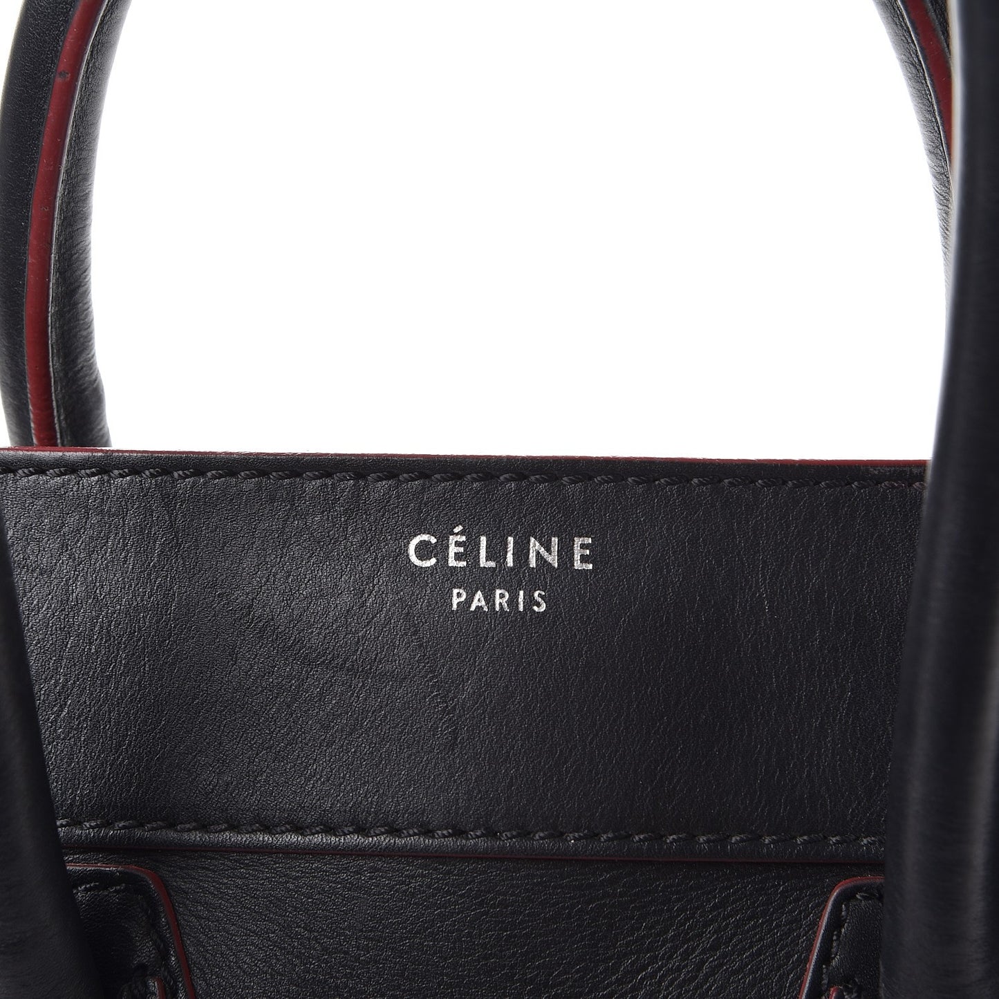Smooth Calfskin Mini Luggage Black Pink Trim