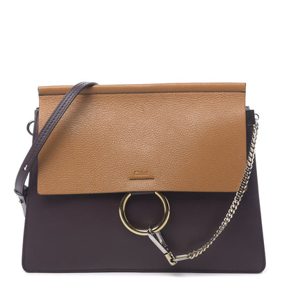Chloe Goatskin Smooth Calfskin Medium Faye Shoulder Bag Brown Purple 1 of 13