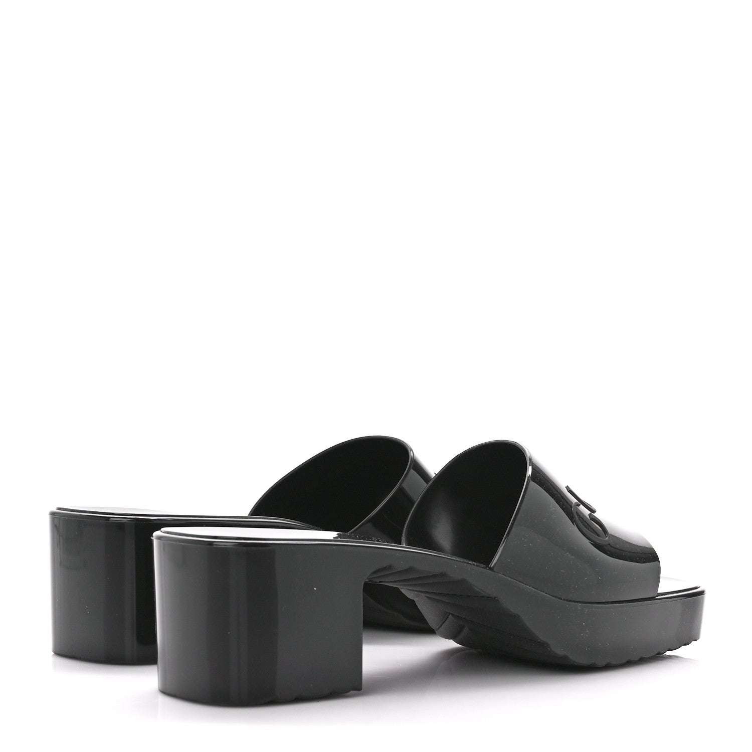 Gucci Rubber Gucci Logo Womens Platform 20/60mm Slide Sandals 38 Black 4 of 9